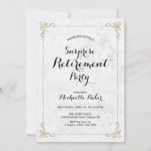 ゴールド＆マーブル | エレガントなサプライズ退職パーティー 招待状 (正面)