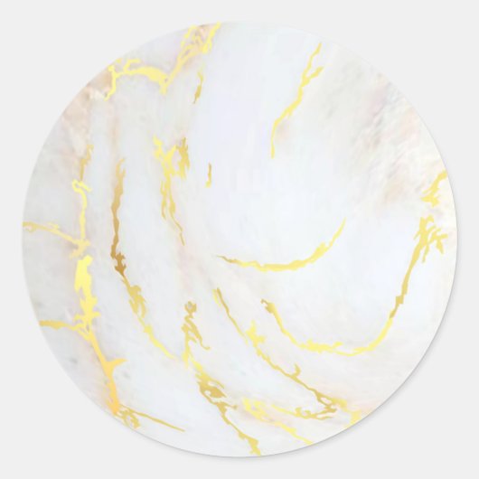 ゴールド マーブル 空白 テンプレート エレガント お好きなテキストを入力してください ラウンドシール (正面)