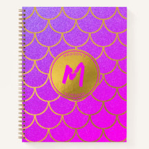 ゴールド マーメイド スケール ピンク パープル グリッター モノグラム