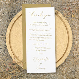 ゴールド ミニマリスト ウェディング サンクス プレイカード メニュー