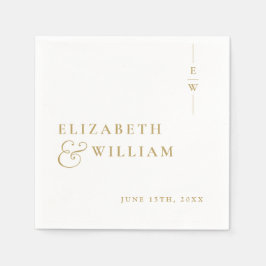 ゴールド ミニマリスト エレガント モノグラム ウェディング スタンダードカクテルナプキン