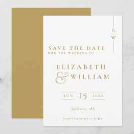 ゴールド ミニマリスト エレガント モノグラム ウェディング セーブザデート