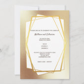 ゴールド ミニマリスト プレーン ジオメトリック フレーム ヘキサゴナル 招待状 (正面)