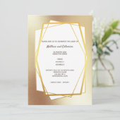 ゴールド ミニマリスト プレーン ジオメトリック フレーム ヘキサゴナル 招待状 (スタンド正面)