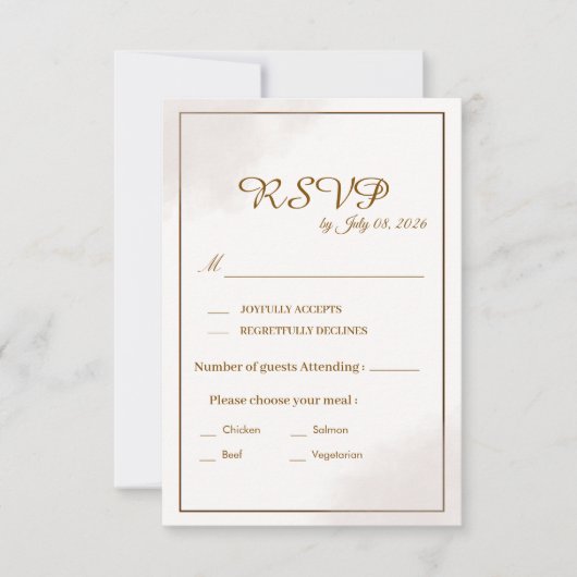 ゴールド ミニマリスト 結婚式 RSVP カード (正面)