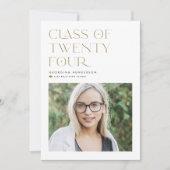 ゴールド ミニマリスト 2024 年度 写真 卒業式 案内状 (正面)