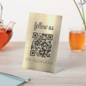 ゴールド ミニマリスト QR コード インスタグラムでフォローしよう 台座サイン (インサイチュ)