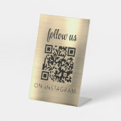 ゴールド ミニマリスト QR コード インスタグラムでフォローしよう 台座サイン (正面)