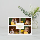 ゴールド ミニマル クリスマス 4枚の写真 コラージュ 箔シーズンポストカード (立ち正面)