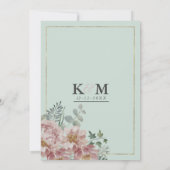 ゴールド ミントグリーン ピンク 水彩 花のウェディング 招待状 (裏面)