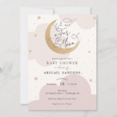 ゴールド ムーンピンク ベイビー シャワーパーティー 招待状 (正面)