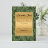 ゴールド メタリック グリーン ボタニカル ありがとうカード 招待状 (スタンド正面)