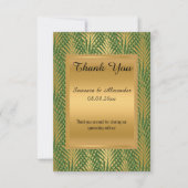 ゴールド メタリック グリーン ボタニカル ありがとうカード 招待状 (正面)