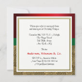 ゴールド メタリック スワール、リボン ボウ クリスマス パーティ 招待状 (裏面)