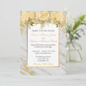 ゴールド メタリック マーブル フラワー ウェディング 招待状 (スタンド正面)