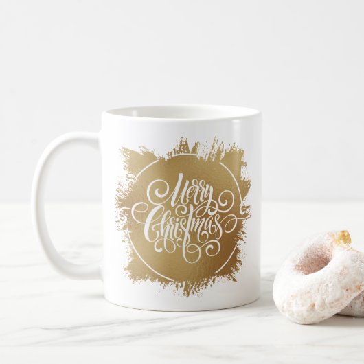 ゴールド メリークリスマス コーヒーマグカップ (ドーナツ)