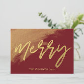 ゴールド メリークリスマス スクリプト フォト シーズンカード (スタンド正面)