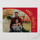 ゴールド メリークリスマス スクリプト 箔シーズンカード (正面)