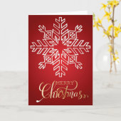 ゴールド メリークリスマス スノーフレーク カード (黄色い花)