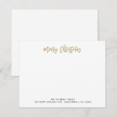 ゴールド メリークリスマス タイポグラフィ クラシック ファミリー ノートカード (正面/裏面)