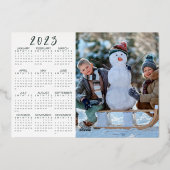 ゴールド メリークリスマス フォト コラージュ 2023 カレンダー 箔シーズンカード (裏面)