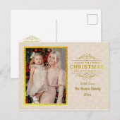ゴールド メリークリスマス&良いお年を&雪の結晶 シーズンポストカード (正面/裏面)
