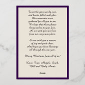 ゴールド メリークリスマス、4枚の写真、紫、名前 箔シーズンカード (裏面)