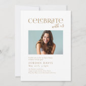 ゴールド モダン アーチ フォト 卒業おめでとう ご案内 招待状 (裏面)