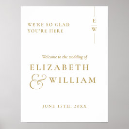 ゴールド モダン エレガント モノグラム ウェディング ウェルカム サイン