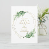 ゴールド モダン グラムジオメトリック ボタニカル ウェディング 招待状 (スタンド正面)