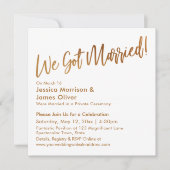 ゴールド モダン スクリプト & ラ lace 私たち結婚しました! 招待状 (正面)