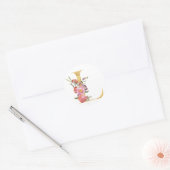 ゴールド モノグラムの文字Lに花 ラウンドシール (封筒)