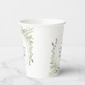 ゴールド モノグラム グリーン カップル ウェディング シャワー 紙コップ (左)