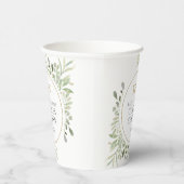 ゴールド モノグラム グリーン カップル ウェディング シャワー 紙コップ (右)