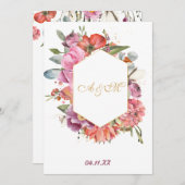 ゴールド モノグラム 文字 結婚式 個人名入れ 招待状 (正面/裏面)