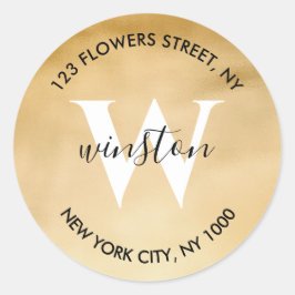 ゴールド モノグラム 返信先 現代のグリッター ラウンドシール