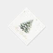 ゴールド&モミの木 クリスマス スタンダードカクテルナプキン (角)