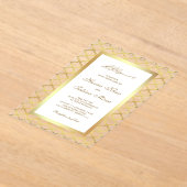 ゴールド モロッカン クワトロフォイル ムスリム ウェディング アクリル招待状 (レイダウン)