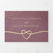 ゴールド モーブ パープル ウェディング 三つ折り招待状 (カバー)