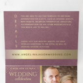 ゴールド モーブ パープル ウェディング 三つ折り招待状 (内部最初)