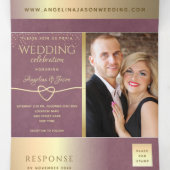 ゴールド モーブ パープル ウェディング 三つ折り招待状 (内部中)