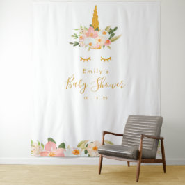 ゴールド ユニコーン ベイビー シャワーの背景 タペストリー