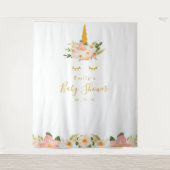 ゴールド ユニコーン ベイビー シャワー 背景 タペストリー (正面)