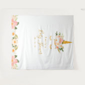 ゴールド ユニコーン ベビーシャワー 背景 タペストリー (正面(横))