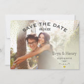 ゴールド ライト エフェクト タイポグラフィー フォト セーブ ザ デート 招待状 (正面)