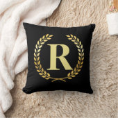 ゴールド ライラック 花環 パーソナライズイニシャル クッション (ブランケット)
