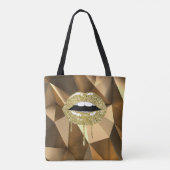 ゴールド ラグジュアリー ビューティー グラム グリッター ドリップ ドリッピング リップス トートバッグ (裏面)