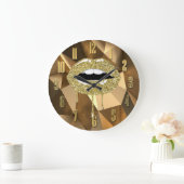 ゴールド ラグジュアリー ビューティー グラム グリッター ドリップ ドリッピング リップス ラージ壁時計 (ホーム)