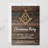 ゴールド ラスティック ウッド ホリデー メイソン クリスマス パーティー 招待状 (正面)