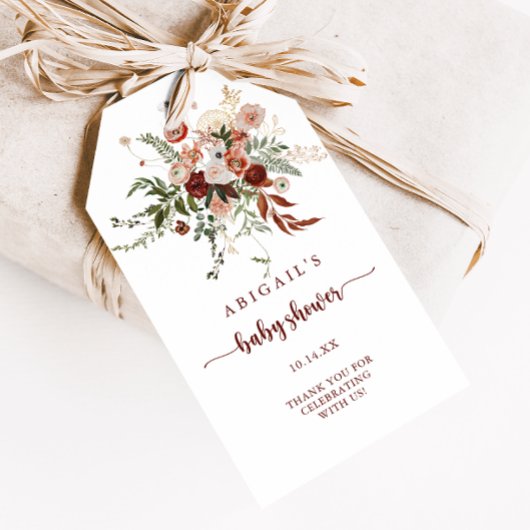 ゴールド ラスティック カラフル フローラル ベビーシャワー ギフトタグ
